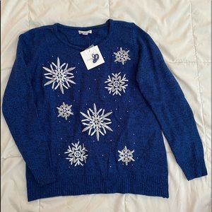 Croft & Barrow Blue Snowflake Holiday Sweater Size Small NWT